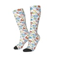 thumbnail image 2 of Daiia Sports Socks Summer Stamp Printed Novelty Crew Socks for Men Women Knee High Socks Cotton Socks Soft & Breathable Support Unisex Socks, 2 of 9