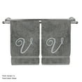 thumbnail image 3 of Monogrammed Washcloth Towel, Personalized Gift, 13x13 Inches - Set of 2 - Silver Script Embroidered Towel - Extra Absorbent 100% Turkish Cotton - Soft Terry Finish - Initial V Gray, 3 of 3