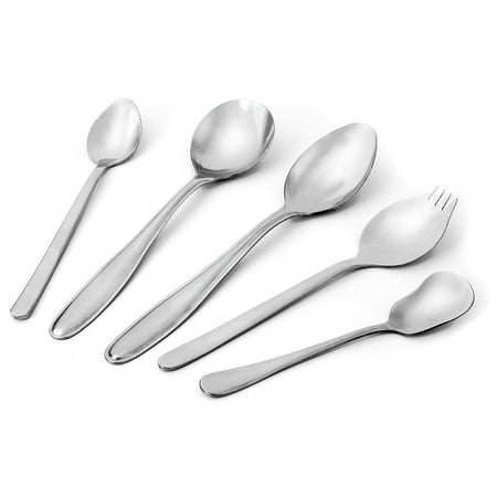 

BSWALF 5PCS Spoons Set Stainless Steel Flatware Set Tableware Cutlery Set for Home and Restaurant Mirror Polished Silver