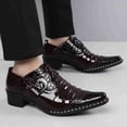 thumbnail image 5 of Men’s Patent Leather Croc-Embossed Dress Shoes, Pointed Toe Block Heel Buckle Oxford Shoes for Formal & Business, 5 of 6