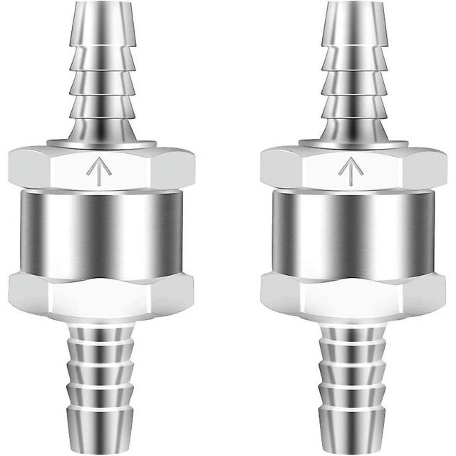 One Way Aluminium Fuel Non Return Fuel Check Valve For Petrol Diesel Oil Water Chrome Car Auto Carburettor Low Pressure Systems(2pcs, Silver)