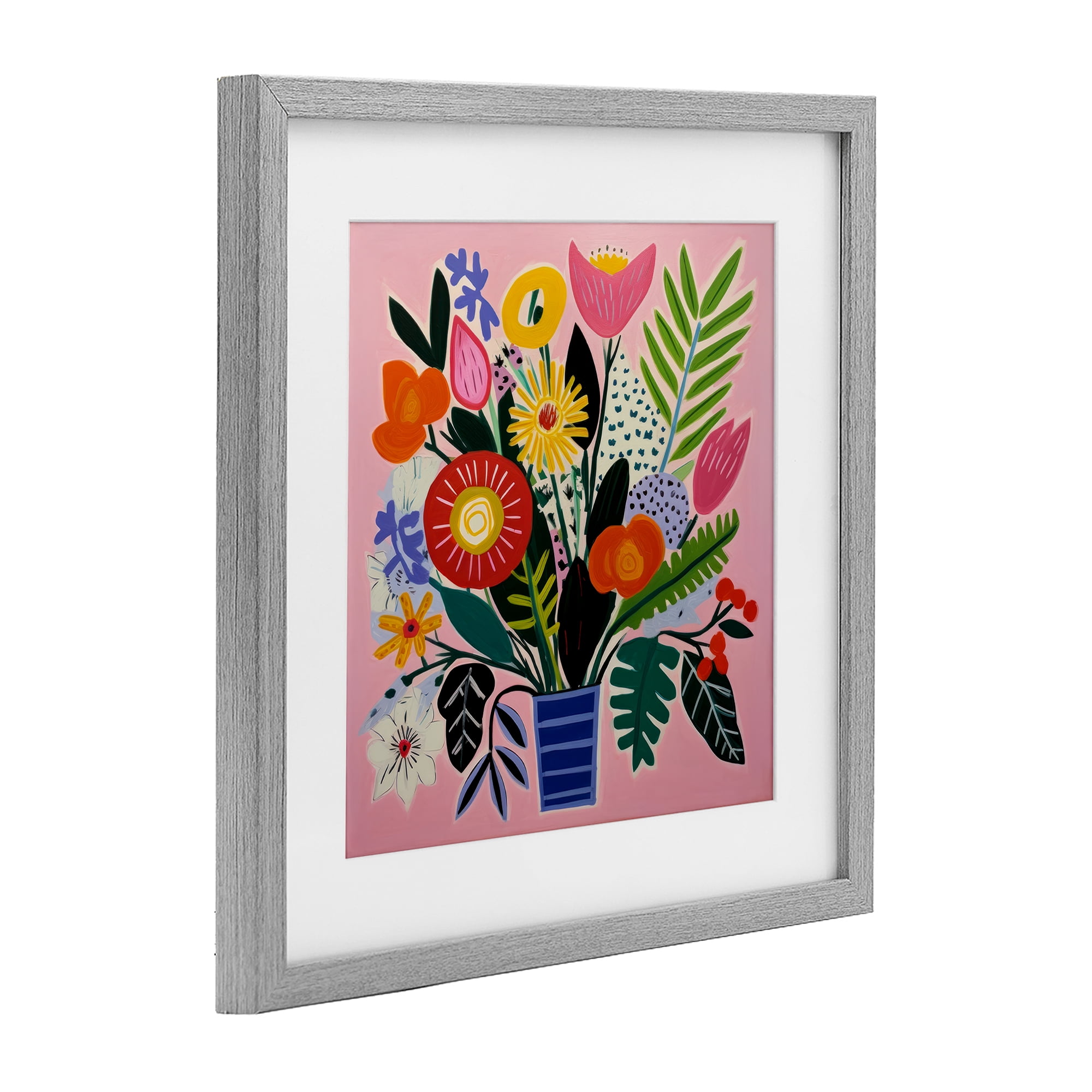 Stupell Industries Floral Flourish Summer Bouquet Gray Framed Print Under Glass, design by Lazar Studio