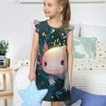 thumbnail image 4 of Fotbe Whimsical Axolotl Fantasy Vestido de Dormir para Niñas de 3 a 10 Años, Mangas Cortas, Estilo Princesa, Pijama Camisón con Mangas Voladas-Medium, 4 of 6