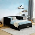 thumbnail image 5 of AENKYO Full Size Upholstered Daybed with Adjustable Backrest, Velvet Sofa Bed Frame with 2 Storage Drawers, Black, 5 of 10