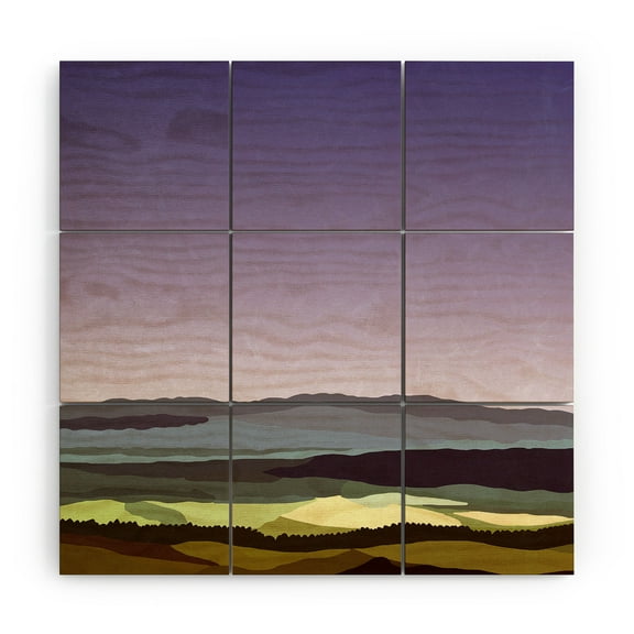 Society6 Alisa Galitsyna Sunset Over the Valley Wood Wall Mural 3' x 3'