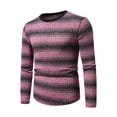 thumbnail image 2 of qelini Striped Sweater Shirt for Men Crewneck Pullover Sweaters Striped Long Sleeve Tops Dressy Slim Fit Fall Blouses, 2 of 7