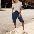 thumbnail image 3 of Hngshg Plus Size Cargo Capris for Women Bow Drawstring Solid Color Casual Pants with Pockets Summer Vacation Workout Pants, 3 of 7