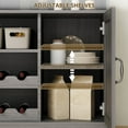 thumbnail image 6 of BouPower Farmhouse Coffee Bar Cabinet with Power Outlets,Wine Bar Cabinet w/9 Wine Racks, Goblet Holder, 3 Glass Holders & Adjustable Shelves,Kitchen Buffet Cabinet for Kitchen Dining Room, 6 of 7