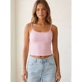 thumbnail image 6 of Deago Women Summer Y2K Sleeveless Striped Spaghetti Strap Crop Cami Tank Top Backless Casual Slim Fit Aesthetic Going Out Tops Shirts (Pink, L), 6 of 9
