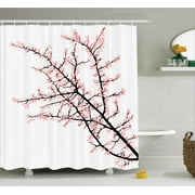 Cherry Blossom Bathroom Decor Fl Shower Curtain Cherry Branch With Pink Blossom Traditional Style Ilration Asia Culture Themed