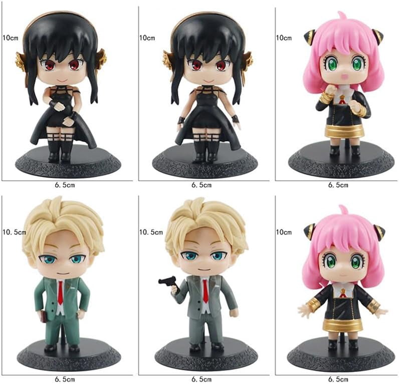Newly Lloyd Forger Figure Anya Figure Yor Breccia Figure Six Q Version Standing Anime Figures 10cm/3.9inch Anime Statue Desktop Decor Gifts (A)