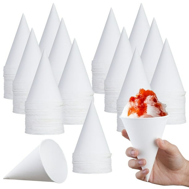 1000 vasos de cono de nieve, vasos de papel desechables de 6 oz, vasos de papel para helado prerevestidos a prueba de fugas para aguanieve, hielo raspado, agua, vasos dispensadores para oficina, fiest