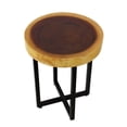 thumbnail image 2 of 18" Wooden Hand Carved Modern Stool Solid Wood Rustic Handmade Home Decor Night Stand Accent Display Side End Table WST-IR2 Stool, 2 of 4