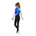 thumbnail image 2 of vastwit Girls Kids Metallic Bodysuit Color Block Gymnastics Leotard Figure Skating Jumpsuit Full Body Dance Unitard Royal Blue 6, 2 of 7