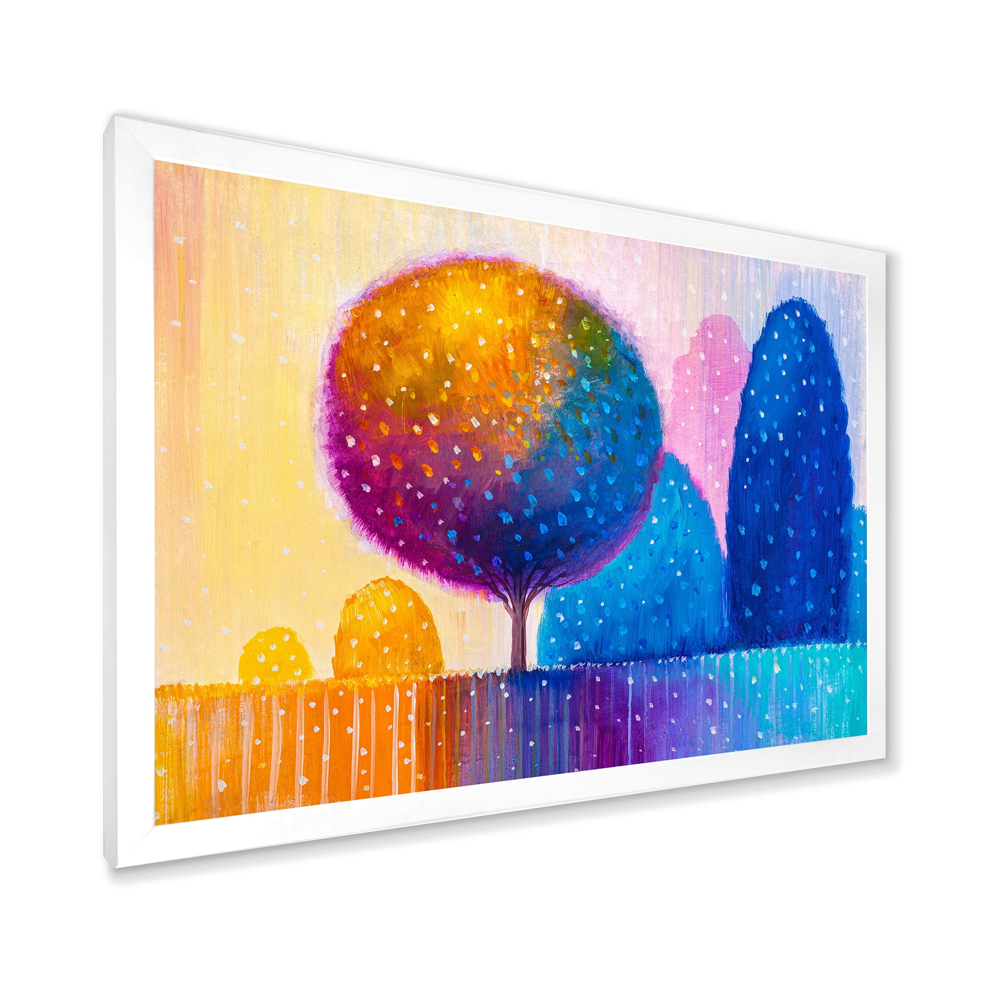 Designart 'Ornamental Colourful Trees X' Modern Framed Art Print