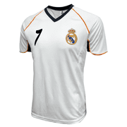 Men's Real Madrid Number 7 Performance Jersey, Licensed R. Madrid Shirt (White AL)