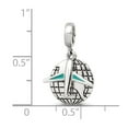 thumbnail image 2 of 925 Sterling Silver Reflections Rhod Plated Earth and Plane 2-piece Dangle Bead 20.49x2.1mm Wide Charm Pendant Necklace, 2 of 2