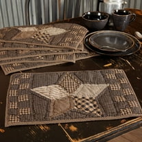 VHC Brands, Farmhouse Star, Cotton, 12x18, Placemat Quilted, Set of 6, Black