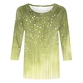 thumbnail image 4 of Womens Tops 3/4 Length Sleeve Blouses Dressy Casual Spring Summer Outfits Pleated Front T Shirts Curved Hem, 4 of 5