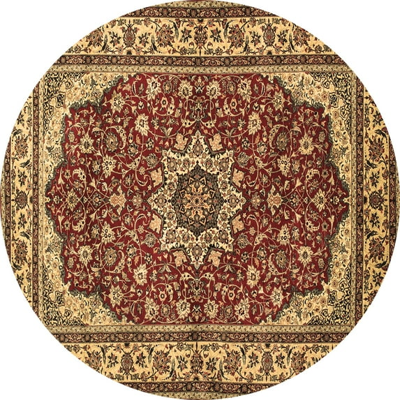 Ahgly Company Indoor Round Medallion Brown Traditional Area Rugs, 5' Round