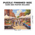 thumbnail image 2 of 1000 Piece Jigsaw for Adults Farmer Market Scene Colorful Street Art Puzzle 29.5x19.7 Inch 1000 Pieces Challenging Puzzle Game Home Decoration Gift, 2 of 6