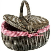 Nantucket Bicycle Basket Co. Steps Beach Collection - Picnic Basket, Gray