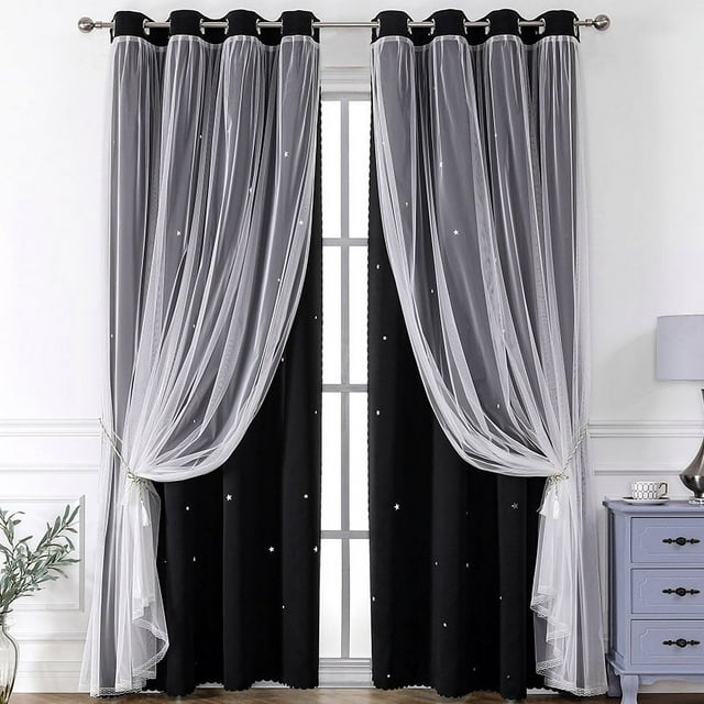Nvzi Cortinas perforadas de estilo sencillo, cortinas de sombreado adecuadas para dormitorio, sala de estar, cocina (2 paneles, 72" de largo x 52" de ancho, A81)