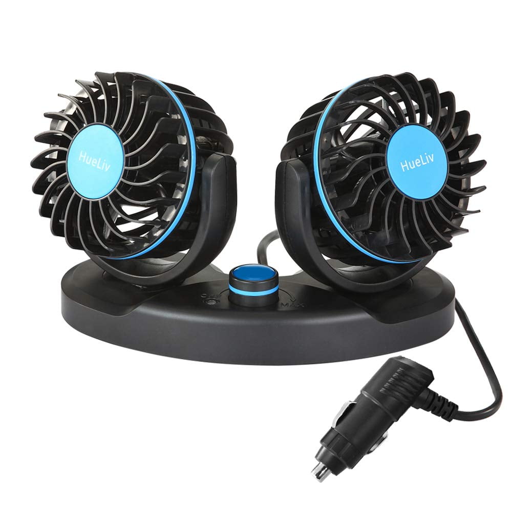 Buy Car Fan 12 volt fan with 360 Rotatable Dual Head Quiet Fans for Car