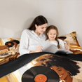 thumbnail image 4 of Castle Fairy Boho Black Woman King Bedding 7pcs,Vinyl Record Art King Bed in a Bag,Yellow,Black Reversible, 4 of 7