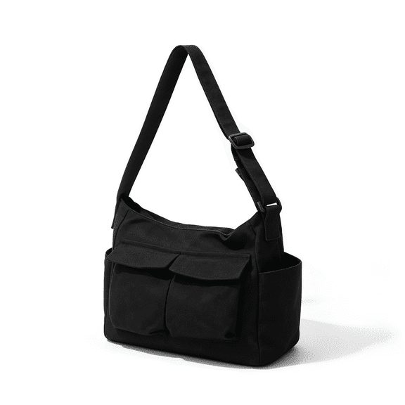 AGOPLEE Canvas Messenger Bag Large, for Women and Men Canvas Shoulder Tote Bag Multiple Pockets