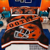 jejeloiu Football Sport City Queen Comforter Set,American Rugby Helmet Bedding Comforter Set For Boys Teens Reversible 3pcs