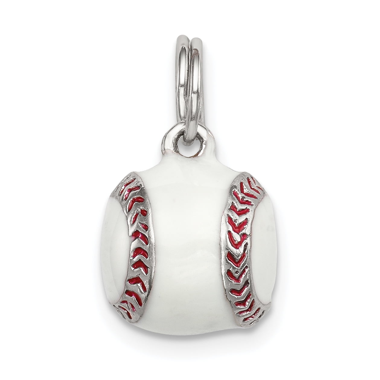 Sterling Silver 3D 11mm Red /& White Enamel Baseball Softball Charm