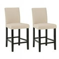 thumbnail image 1 of LSSPAID Bar Stools Set of 2, 24.8 Inch Upholstered Fabric Counter Height Stools, Modern Kitchen Island Wood Bar Chairs Barstools with Backrest and Solid Wood Legs, Beige, 1 of 4