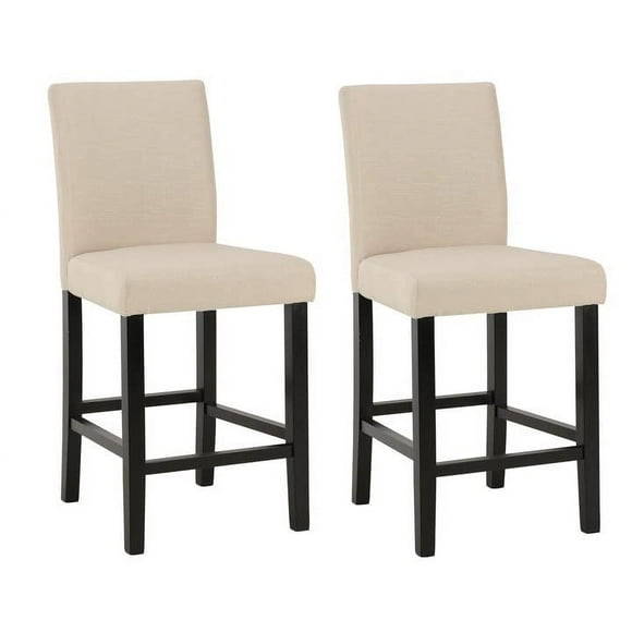 LSSPAID Tabourets de Bar, Ensemble de 2, Tabourets de Comptoir Rembourrés en Tissu de 24,8 Pouces, Chaises de Bar Modernes pour Îlot de Cuisine en Bois avec Dossier et Pieds en Bois Massif, Beige