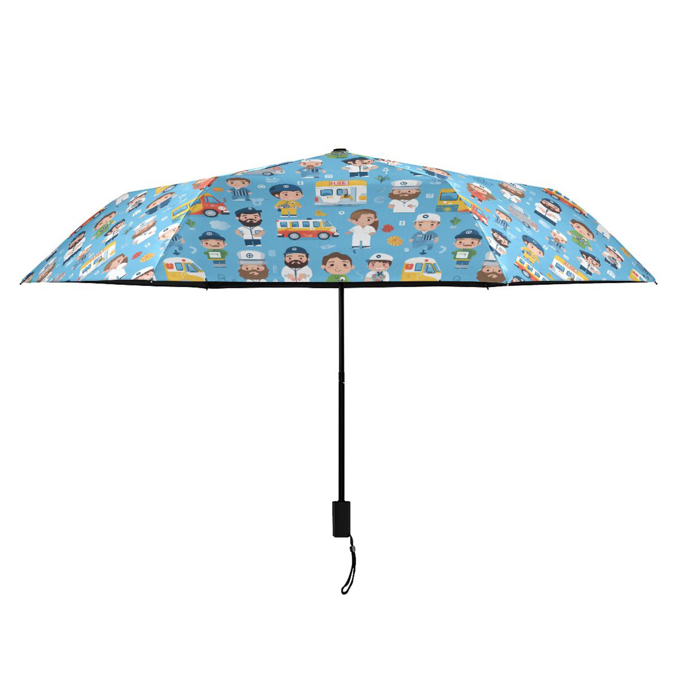 Various Professions Character Compact Sun Umbrella Windproof Travel Umbrellas for Rain Strong Portable UV Protection