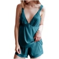 thumbnail image 3 of TARIENDY Pajama for Women Sets Sleeveless Tank Tops Sleepwear Set 2 Piece V Neck Camisole and Shorts with Lace Army Green XL, 3 of 7