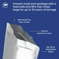 thumbnail image 5 of 50 Pack Wallaby Gusset Mylar Bags for Food Storage, 1 Pint (5.5 Mil - 6" x 8") Stand-up Resealable Zipper Pouches - Silver, 5 of 8