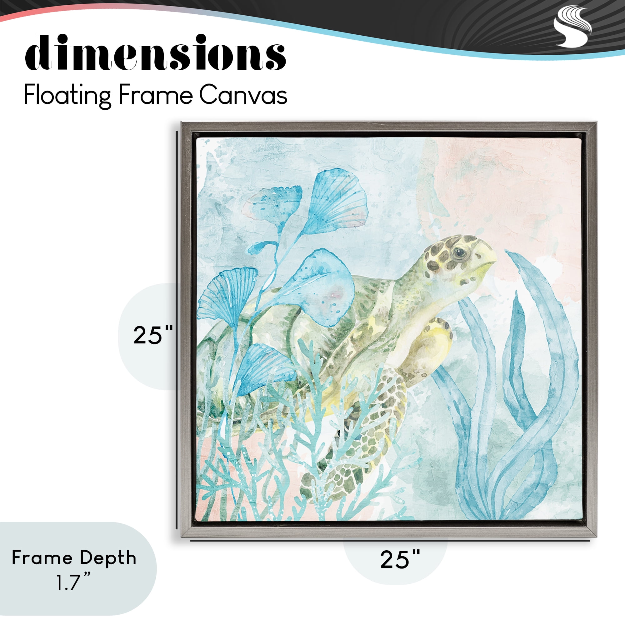 Stupell Industries Sea Swim Turtle Gray Framed Floater Canvas Wall Art, design by Kim Allen
