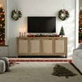 thumbnail image 3 of SICOTAS 61.5"W Rattan TV Stand with 4 Doors, Boho Entertainment Center with Adjustable Shelves & Spacious Countertop – Large Boho Farmhouse Media Console for Living Room, Reclaimed Caramel Oak, 3 of 10