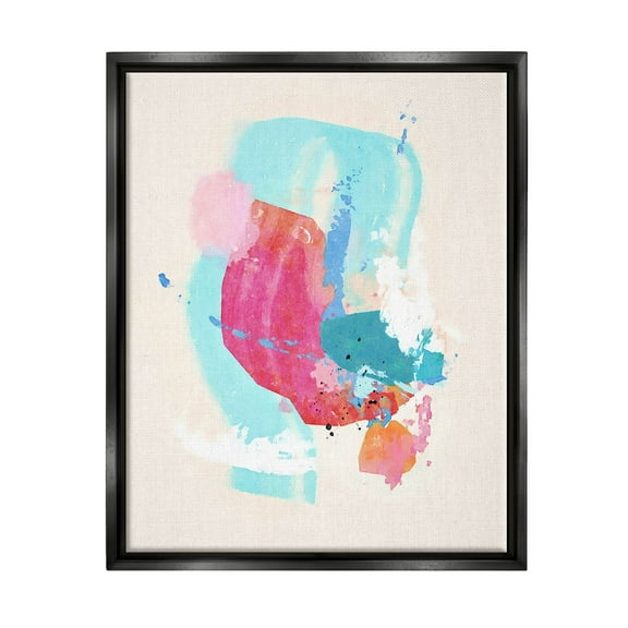 Fun Pink Abstract Strokes Abstract Graphic Art Jet Black Framed Art Print Wall Art
