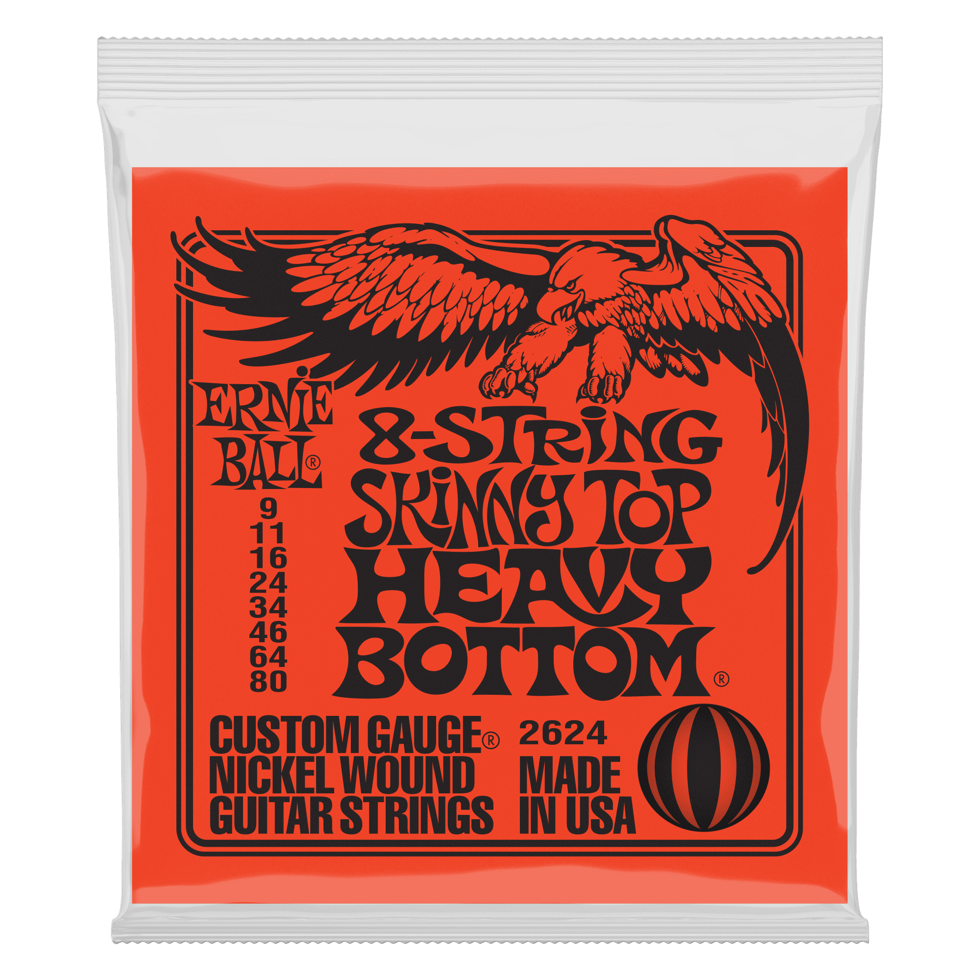 3 PACK Ernie Ball Skinny Top Heavy Bottom Nickel Wound 8-String Electric Guitar 9-80