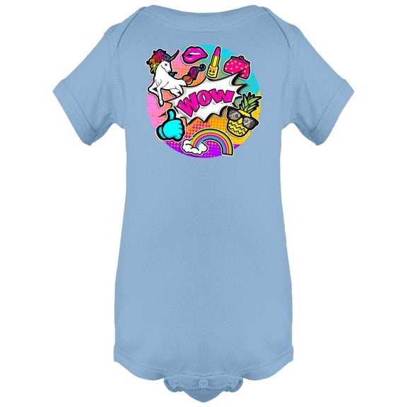 Comic Style Icons Bodysuit Infant -Image by Shutterstock,  6 Months