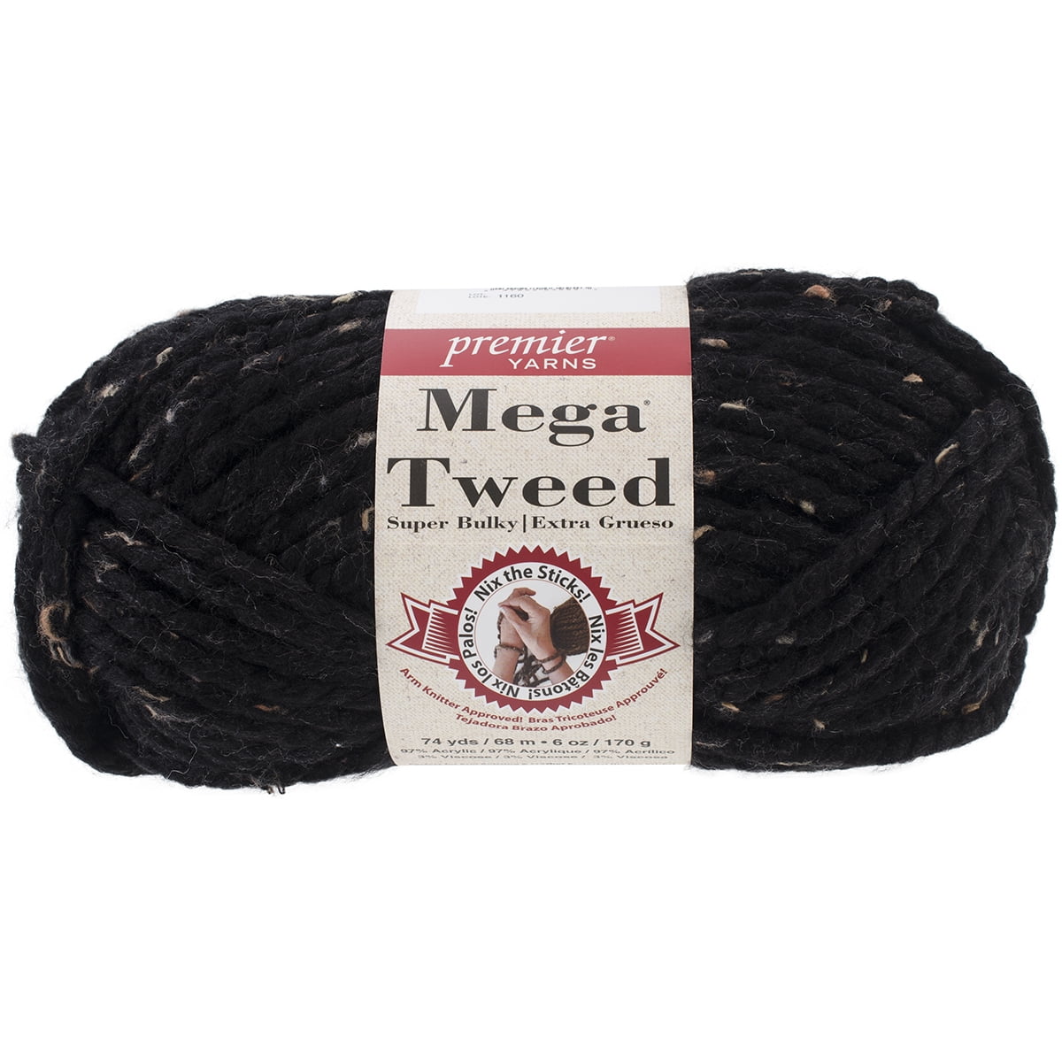 Premier Yarns Mega Tweed YarnBlack Tweed