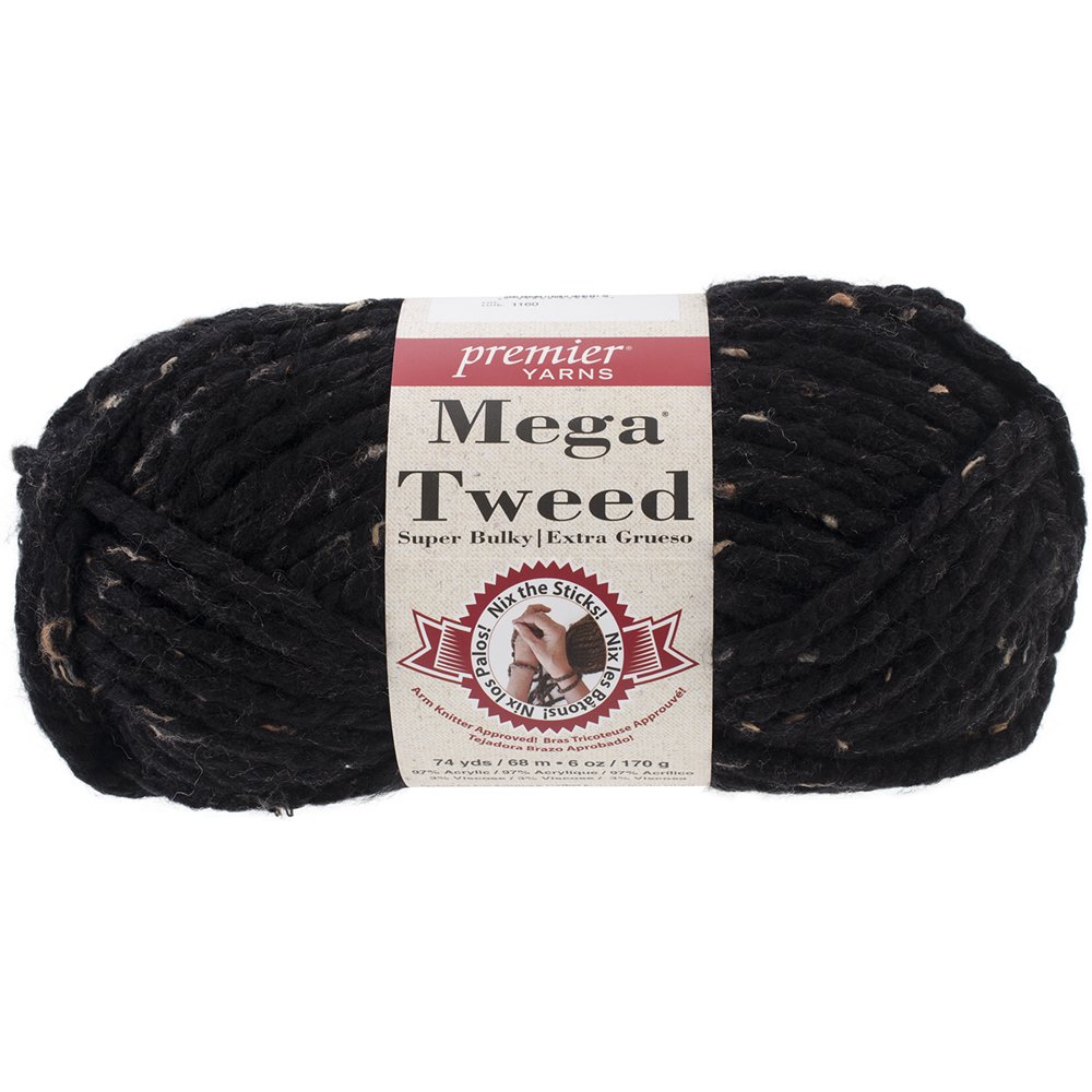 Premier Yarns Mega Tweed YarnBlack Tweed