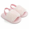 thumbnail image 2 of Baby Sweetie Baby Girls Plush Sandals Summer Open Toe Fur Princess Flats Walking Shoes for Toddler Newborn Infant, 2 of 8