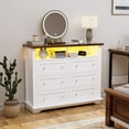 thumbnail image 6 of White Dresser with LED Lights,  6 Drawer Dresser with Power Outlet for Bedroom, 6 of 6