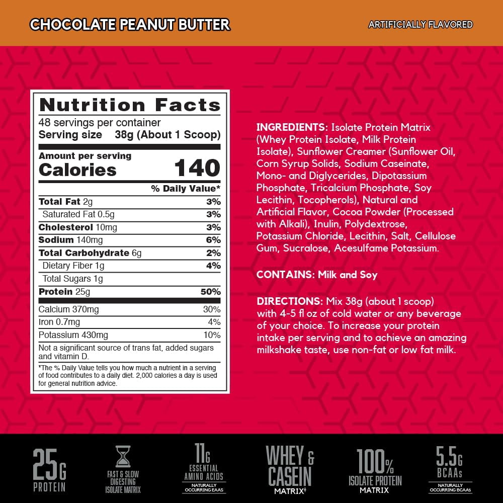 BSN SYNTHA-6 Isolate Protein Powder, Peanut Butter Protein Powder with Whey Protein Isolate, Milk Protein Isolate, Flavor: Chocolate Peanut Butter, 48 Servings
