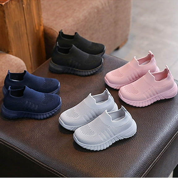 Miluxas Toddler Boys Girls Sneaker Slip on Shoes Kids Lightweight Knit Breathable Casual Walking Shoes Pink 10 Years