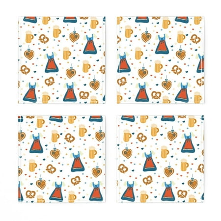 

Linen Cotton Canvas Cocktail Napkins (Set of 4) - German Holiday Festival Beer Hearts Party Gingerbread Print Traditional Bavaria Print Cloth Cocktail Napkins by Spoonflower