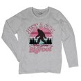 thumbnail image 5 of Just a Girl Who Loves Bigfoot Women's Long Sleeve T-shirt Sasquatch Fan Cryptid Cute Gift Vintage Sunset Wildlife Camping, 5 of 7